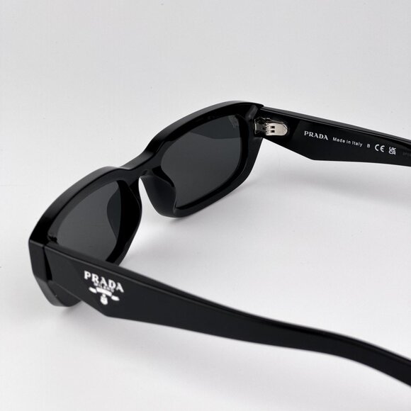Prada Sunglasses – Black Rectangle Frame Grey Lenses | Model PRB06S 16K08Z - Picture 7 of 11